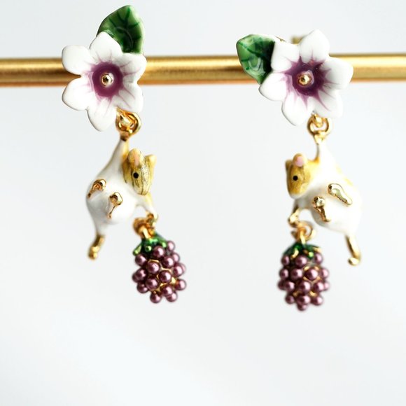 Bill skinner cute mouse and blackberry earrings - Picture 8 of 9